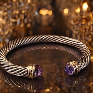 David Yurman Classic Cable Cuff Amethyst Size M